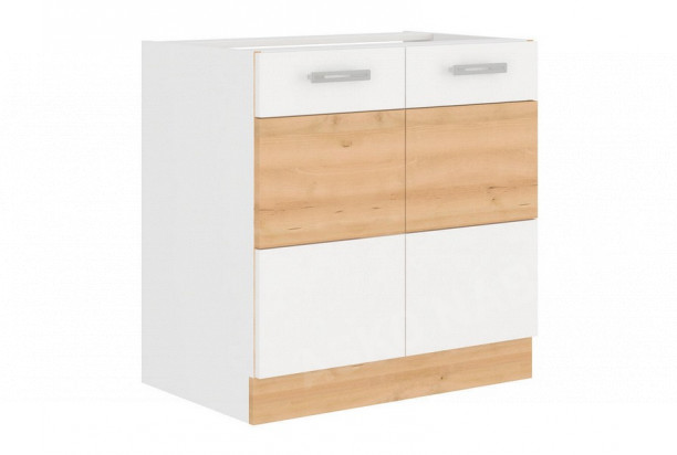 Kuchyňská dřezová skříňka Iconic 80ZL2F, buk iconic/bílý mat, šířka 80 cm