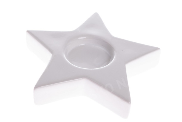 Svícen na čajovou svíčku bílá hvězda, 11,5 cm