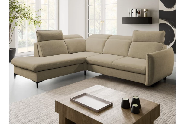 Rohová sedačka Glow, světle hnědá látka, levý roh