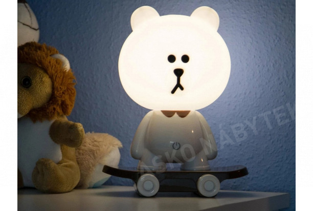 Dětská LED stolní lampa Medvídek na skateboardu