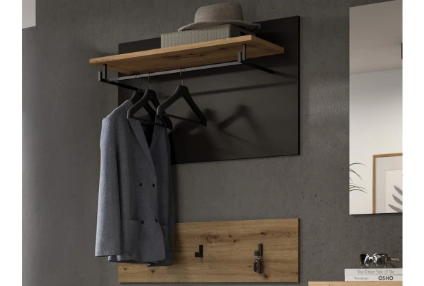 Dvoudílný šatní panel Cano, 80 cm, šedá/dub artisan