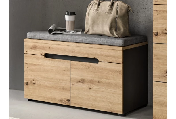 Předsíňová lavice Cano, 80 cm,  šedá/dub artisan