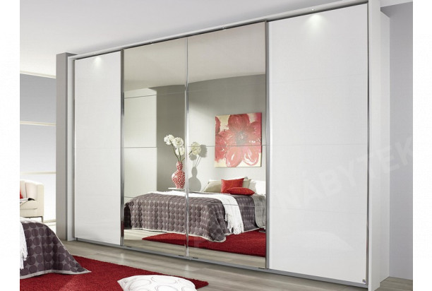 Šatní skříň Syncrono, 316 cm, bílá/zrcadlo