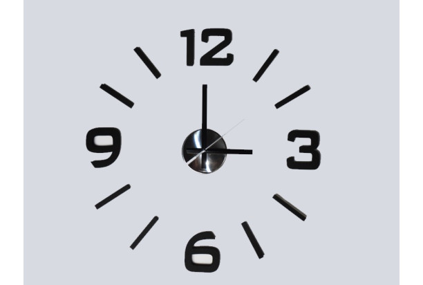 Nástěnné nalepovací hodiny 60 cm, černé lesklé