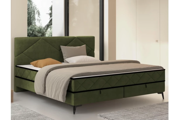 Postel Parana 180x200 cm, mechově zelená sametová látka