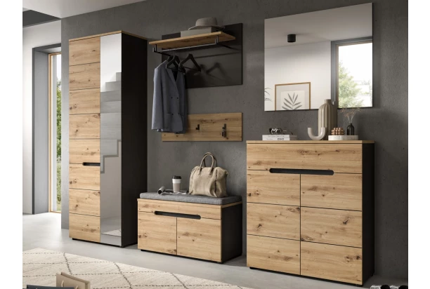 Předsíňová sestava Cano (6-dílná), šedá/dub artisan