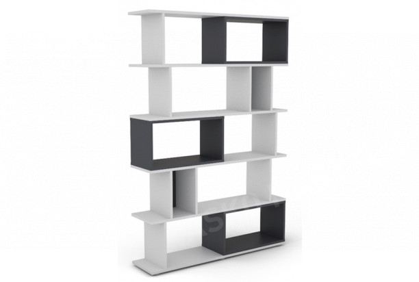 Vysoký regál/knihovna Cubix, bílý/grafitově šedý