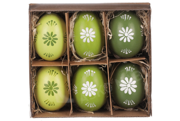 Velikonoční dekorace Malovaná vajíčka , 6 ks, zelená
