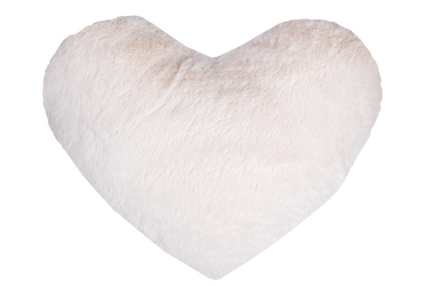 Dekorační polštář Srdce 30x40 cm, krémový, imitace králičí kožešiny
