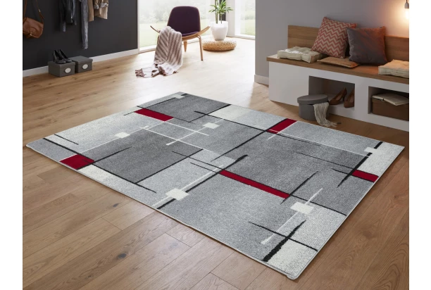 Koberec Thales 120x160 cm, šedo-červený