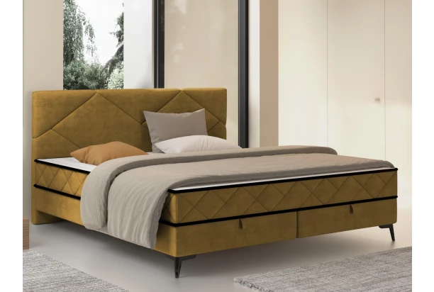 Postel Parana 180x200 cm, hořčicově žlutá sametová látka