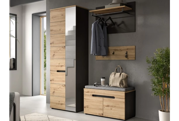 Předsíňová sestava Cano (4-dílná), šedá/dub artisan