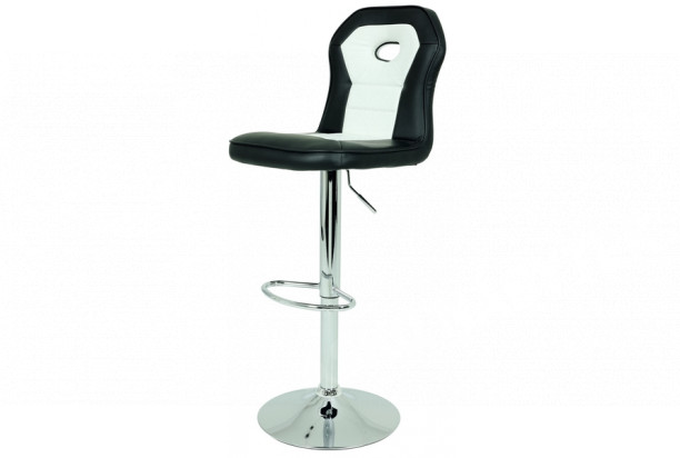Barová židle Esmé, černá/bílá ekokůže