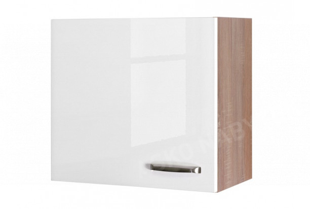 Horní kuchyňská skříňka Valero H60, dub sonoma/bílý lesk, šířka 60 cm