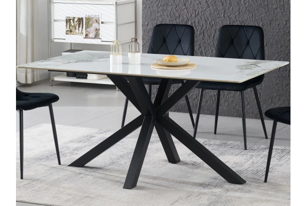 Obdélný jídelní stůl Milo 160x90 cm, bílý mramor