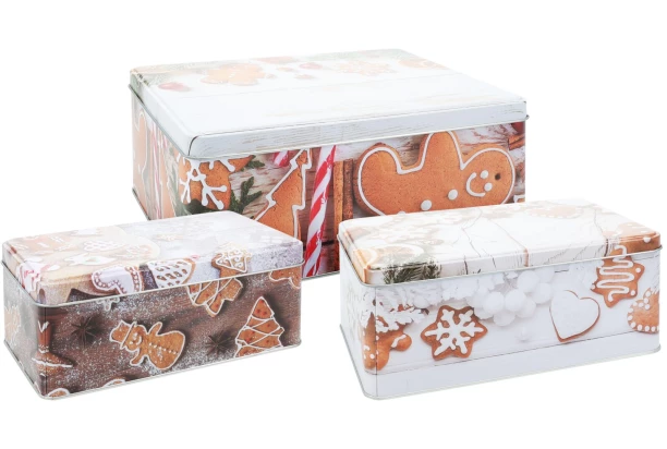 Sada dóz na potraviny (3 ks) Vánoční perníčky