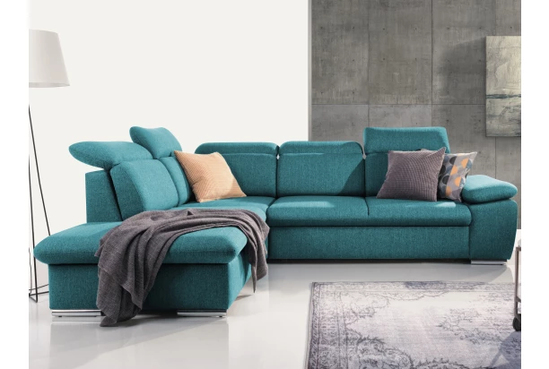 Rohová sedačka Aldon, petrolejová strukturovaná látka, levý roh