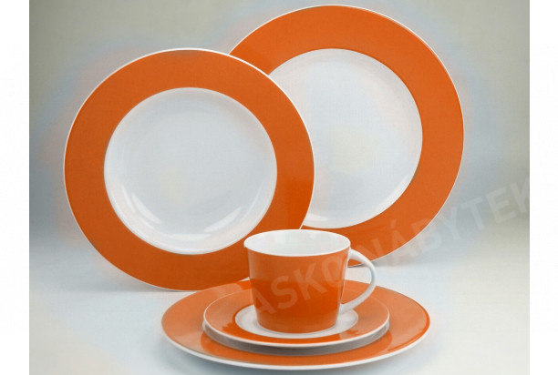 Dezertní talíř 21 cm Basic Colours, oranžový okraj