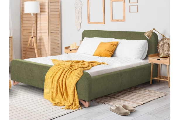 Postel Flamingo 180x200 cm, olivově zelená strukturovaná tkanina