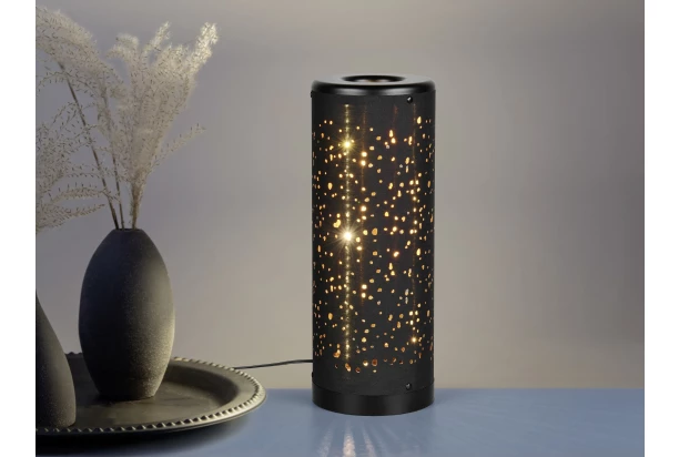 Stolní LED lampa Taco, třpytivý efekt, černo-zlatá