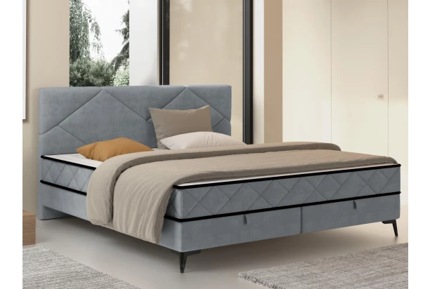 Postel Parana 180x200 cm, světle šedá sametová látka