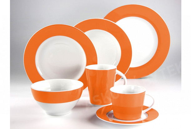 Hluboký talíř 22,5 cm Basic Colours, oranžový okraj
