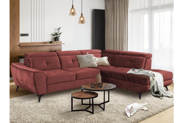 Rohová sedací souprava Sergio, cihlová látka, pravý roh