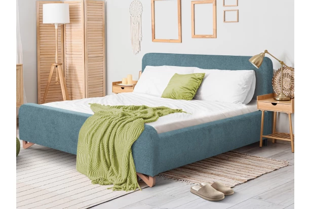 Postel Flamingo 180x200 cm, mořská modrá strukturovaná tkanina