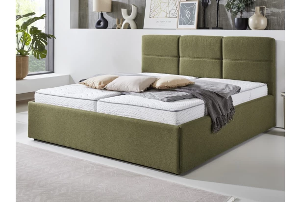 Postel Domango 140x200 cm, olivově zelená látka