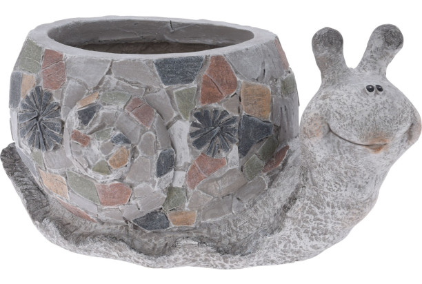 Květináč Šnek s mozaikou, šedý