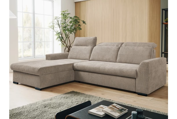 Rohová sedačka Arya, béžová cappuccino strukturovaná tkanina, levý roh