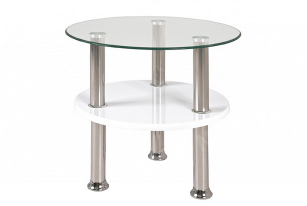 Přístavný stolek Lisbo, čiré sklo/bílý lesk