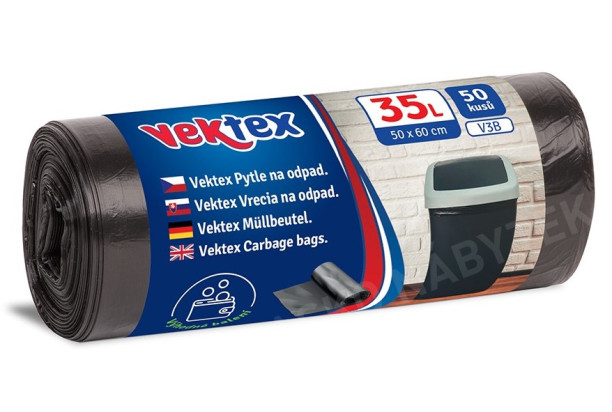 Pytle na odpadky Vektex 35 l, 50 ks, černé
