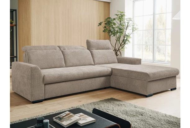 Rohová sedačka Arya, béžová cappuccino strukturovaná tkanina, pravý roh