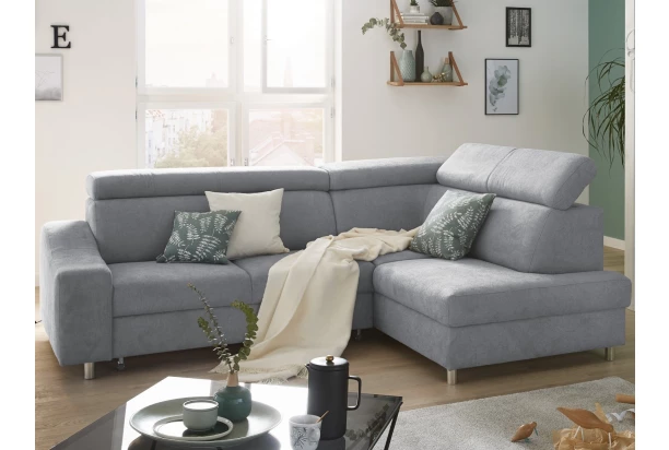 Rohová sedací souprava Brico, světle šedá látka, pravý roh