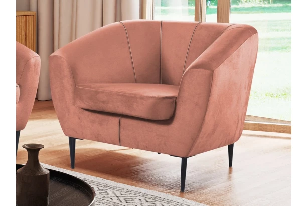 Křeslo Olivio, lososová sametová látka