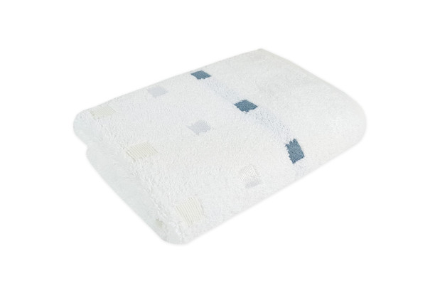 Froté ručník Quattro, tencel, bílý, kostičky, 50x100 cm