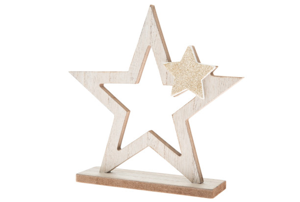 Vánoční dekorace Dřevěná hvězda, 19 cm