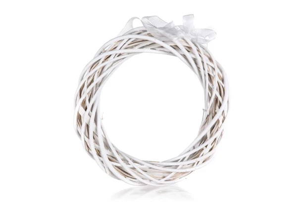 Dekorace Ratanový věnec 26 cm, bílý