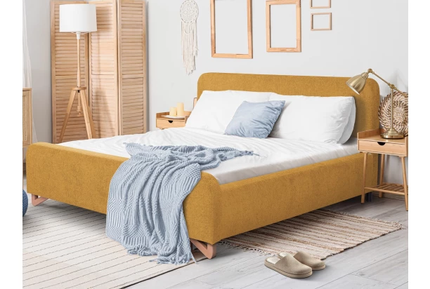 Postel Flamingo 180x200 cm, žlutá strukturovaná tkanina