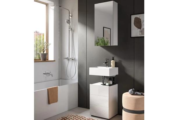 Koupelnová sestava (2 díly) Vira, 38 cm, bílá lesk