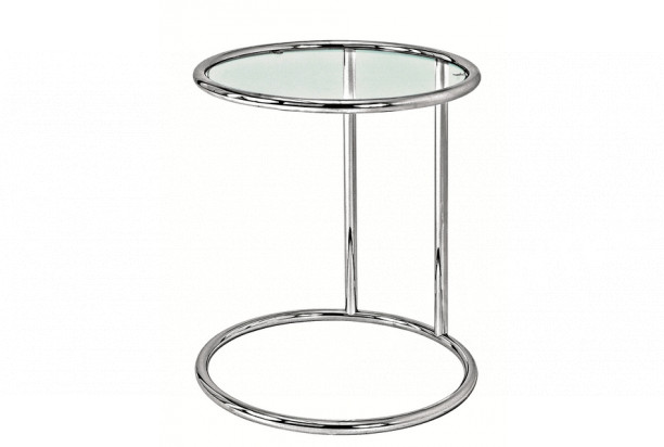Odkládací přístavný stolek Vizio, kov/sklo