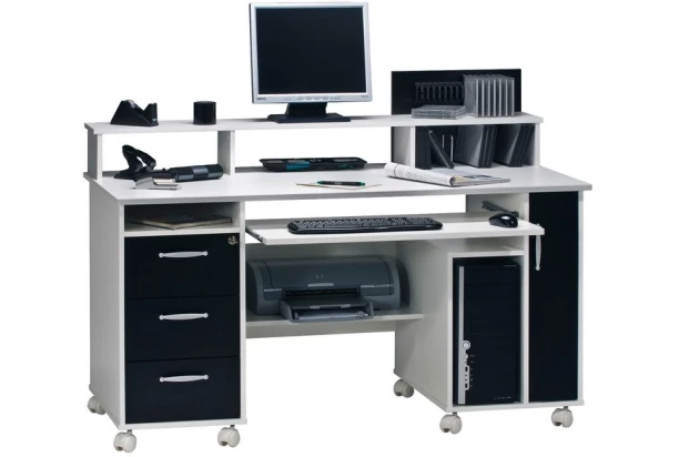 Psací stůl Robby, bílý/černý