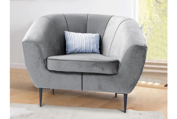 Křeslo Olivio, světle šedá sametová látka