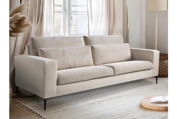 Trojmístná pohovka Romeo, béžová strukturovaná látka