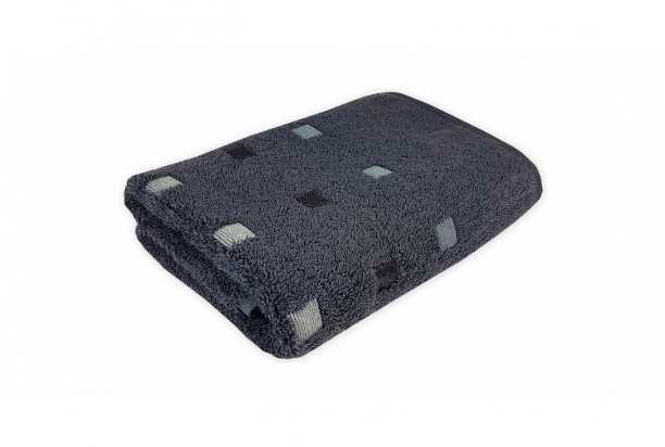 Froté ručník Quattro, tencel, antractiový, kostičky, 50x100 cm