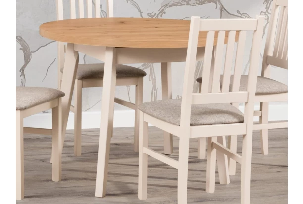 Kulatý jídelní stůl Norveg 100 cm, dub artisan/béžový kašmír