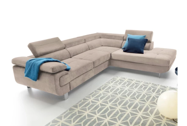 Rohová sedací souprava Lotos, béžová látka, pravý roh