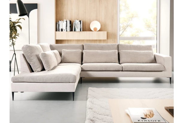 Rohová sedačka Romeo, béžová strukturovaná látka, levý roh