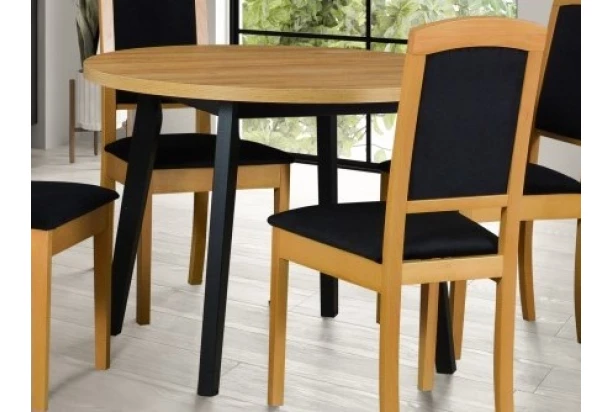 Kulatý jídelní stůl Norveg 100 cm, dub artisan/černý